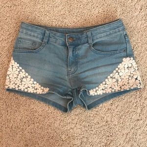 Light-Wash Denim Shorts